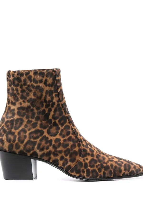 Saint Laurent leopardmönstrade stövletter - Neutral