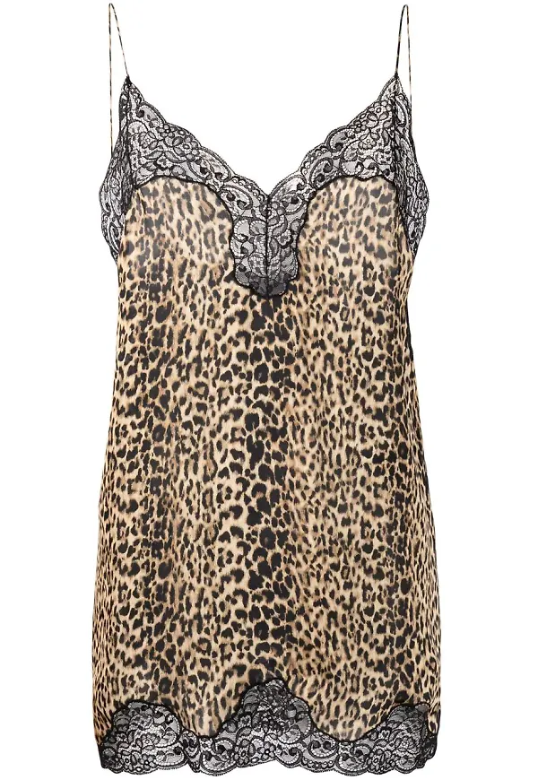 Saint Laurent leopardmönstrat linne - Neutral