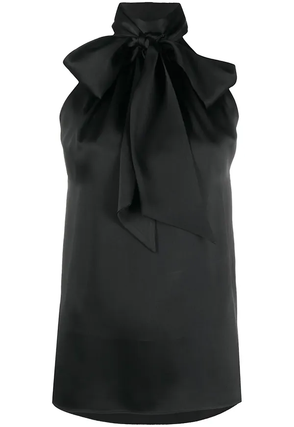 Saint Laurent linne med knytkrage - Svart