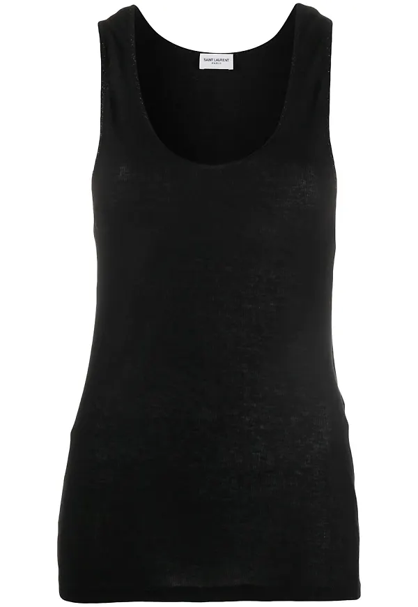 Saint Laurent linne med rundad hals - Svart