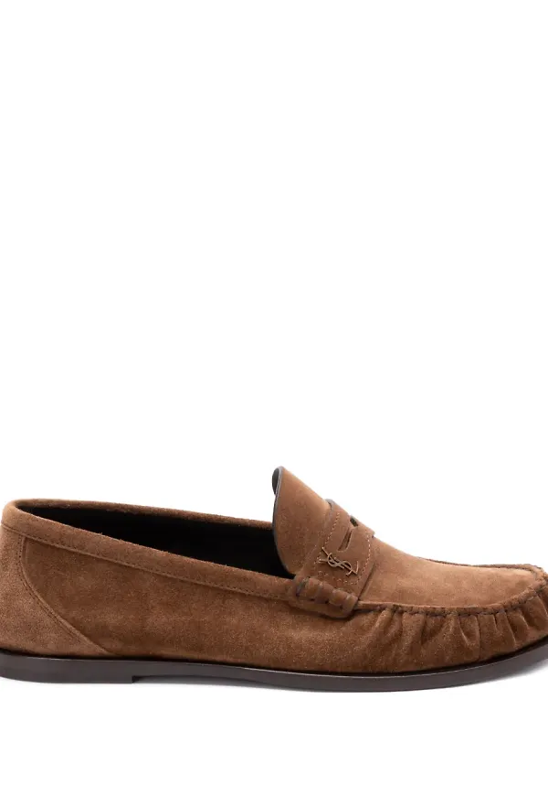 Saint Laurent loafers i mocka - Brun