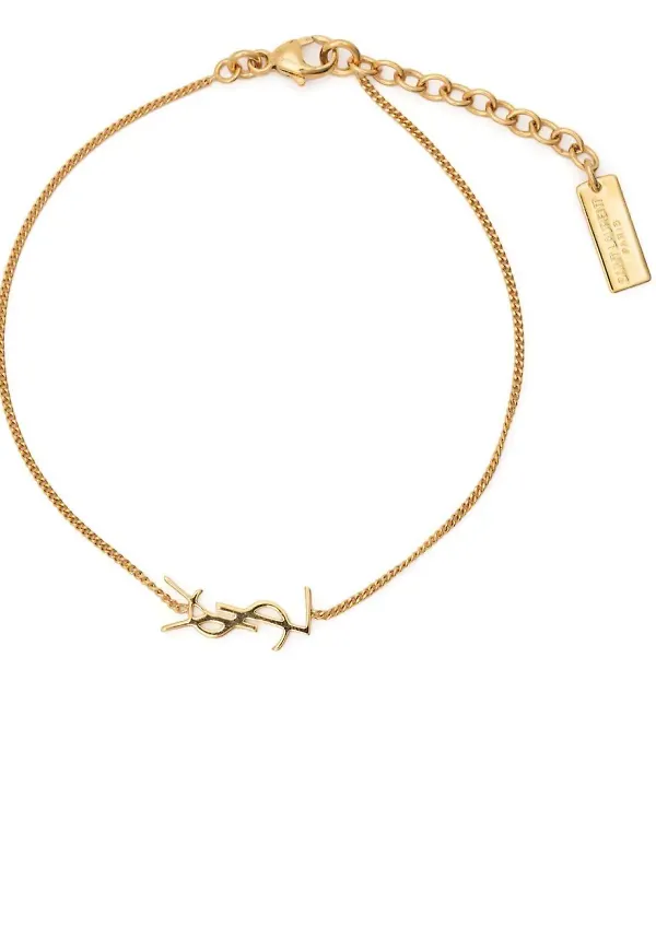 Saint Laurent logo-plaque bracelet - Guldfärgad