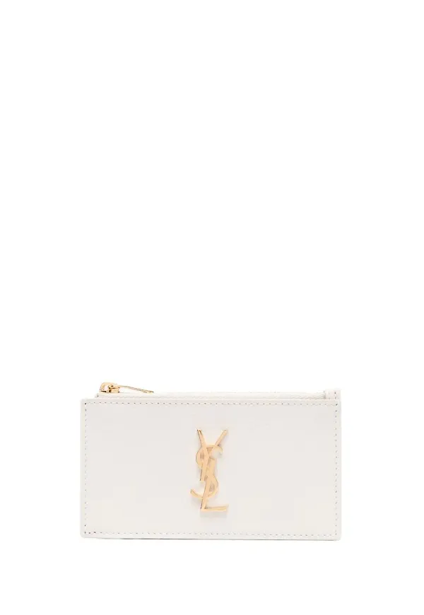 Saint Laurent logo-plaque leather wallet - Neutral