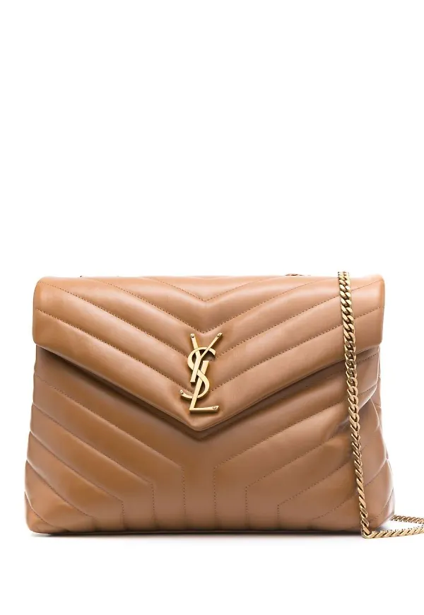 Saint Laurent LouLou quiltad axelväska - Brun
