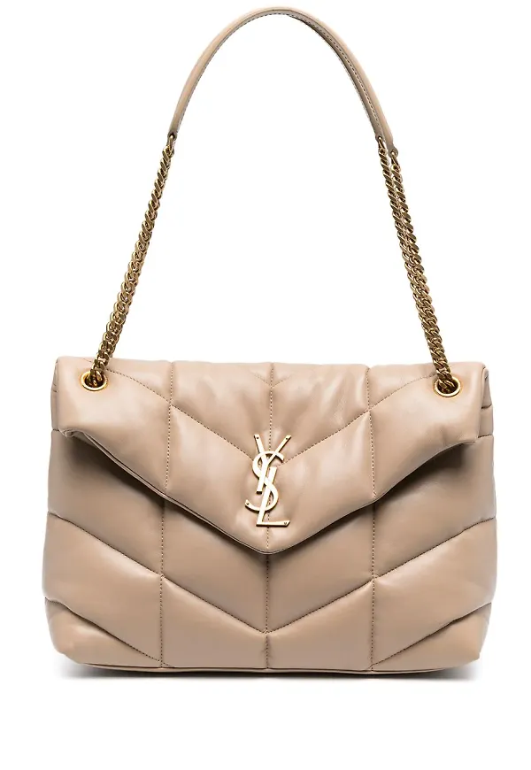 Saint Laurent LouLou quiltad axelväska - Neutral