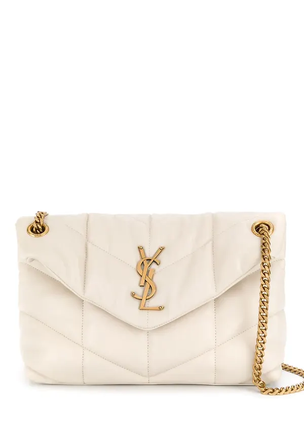 Saint Laurent Loulou quiltad axelväska - Neutral