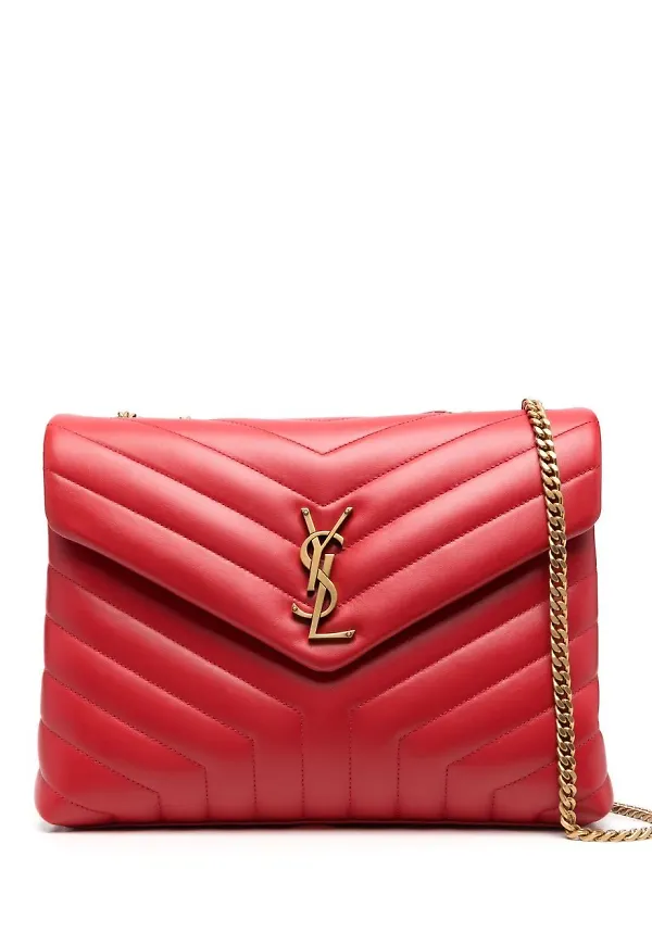 Saint Laurent LouLou quiltad axelväska - Röd