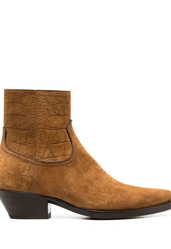 Saint Laurent Lukas präglade ankelboots - Brun