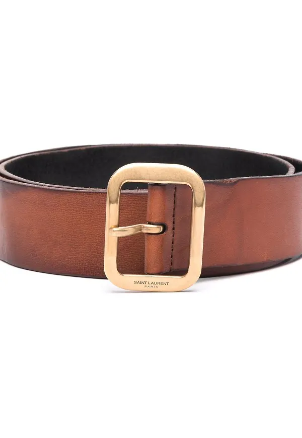 Saint Laurent läderbälte med spänne - Brun