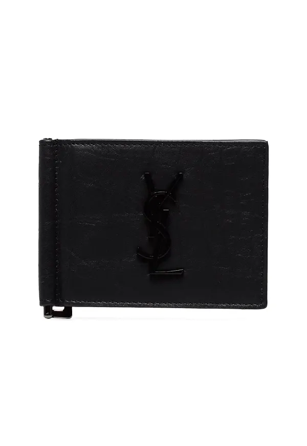 Saint Laurent läderplånbok med sedelklämma - Svart