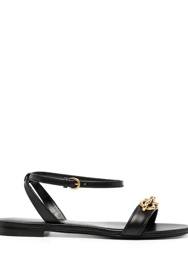 Saint Laurent lädersandaler med kedjedetalj - Svart