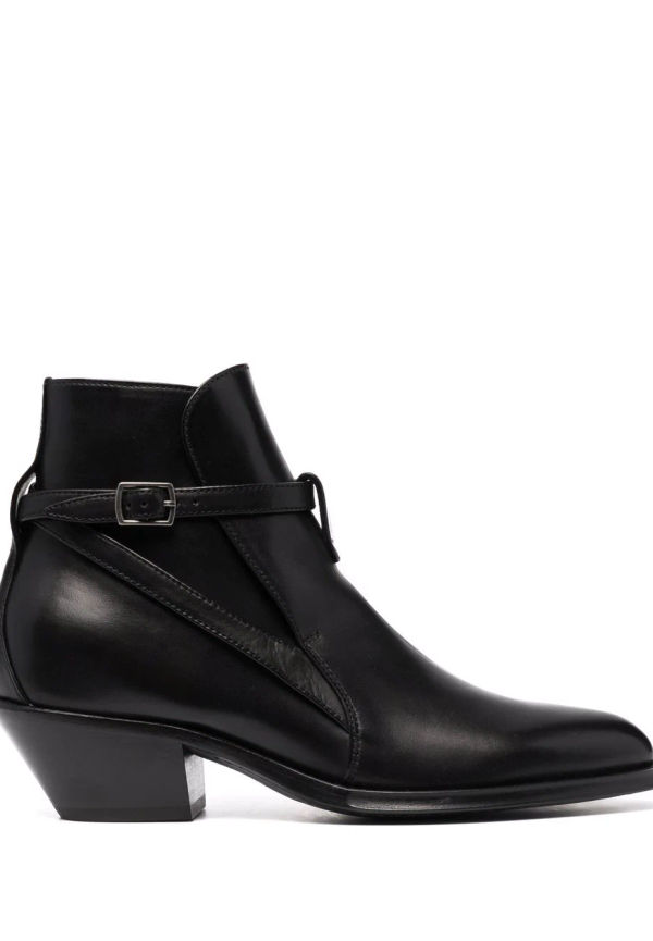 Saint Laurent läderstövlar med spänne - Svart