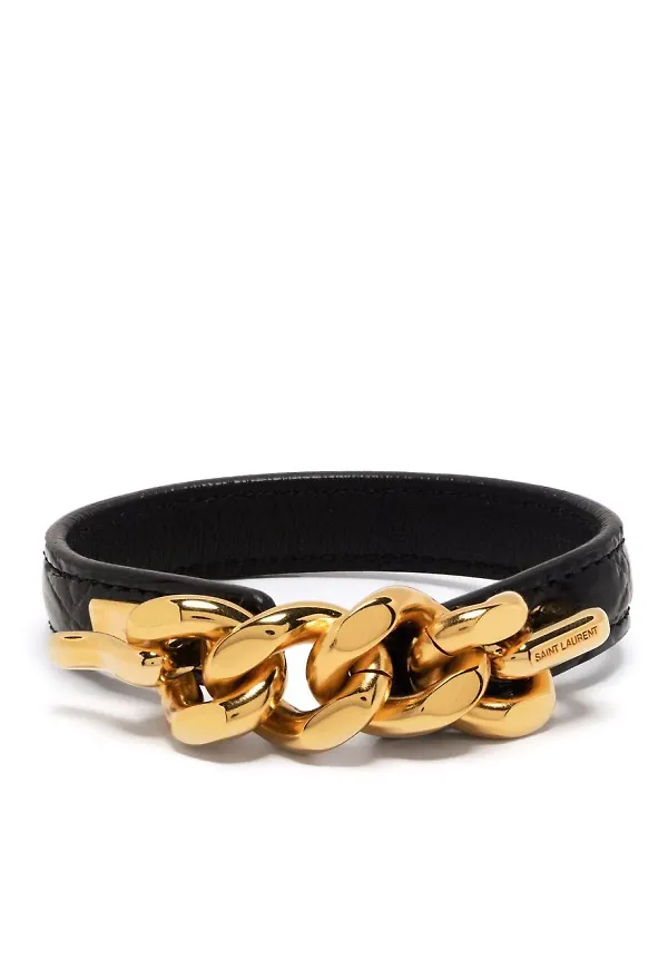Saint Laurent länkarmband i läder - Svart