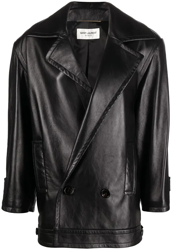 Saint Laurent lång dubbelknäppt blazer - Svart
