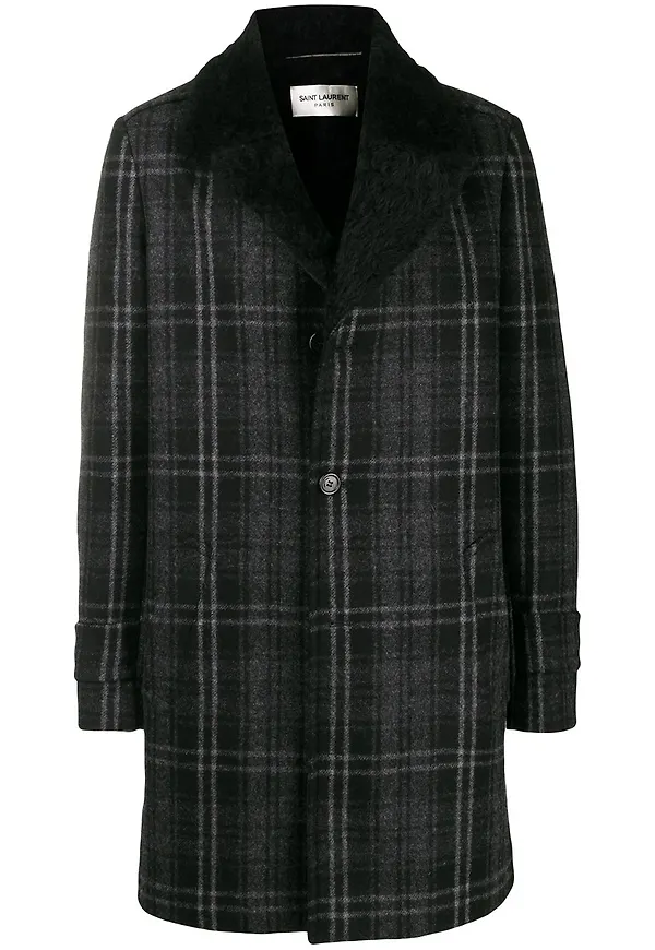 Saint Laurent lång rutig blazer - Svart
