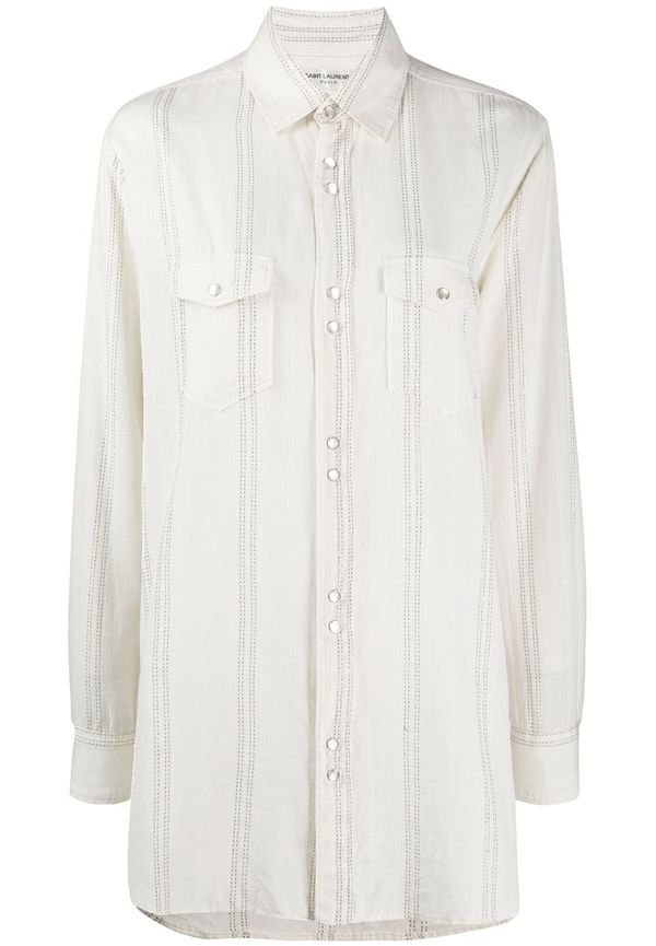 Saint Laurent lång skjorta i oversize-modell - Neutral