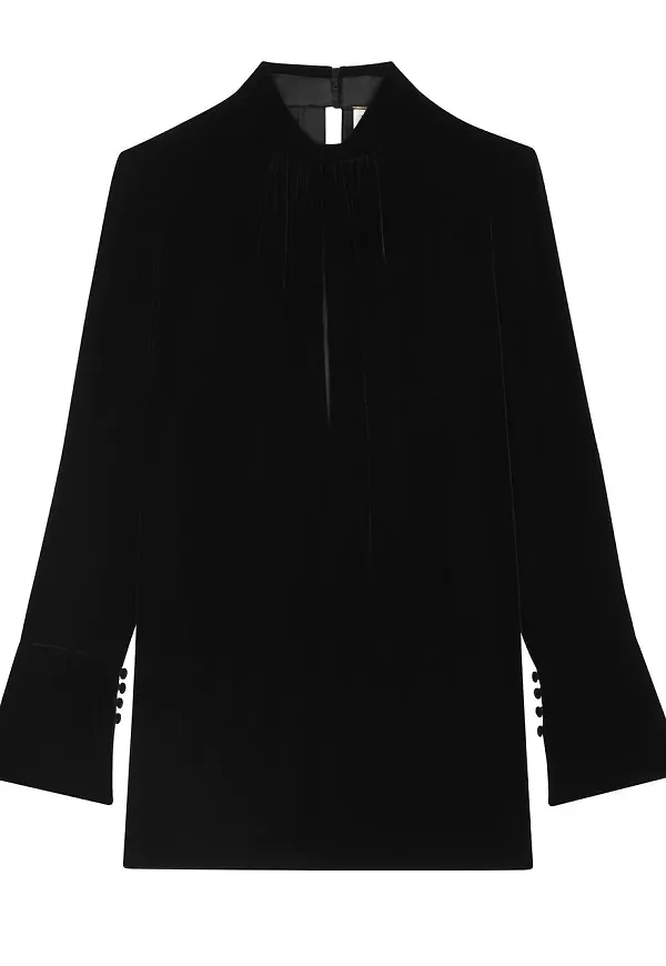 Saint Laurent långärmad sidenklänning - Svart