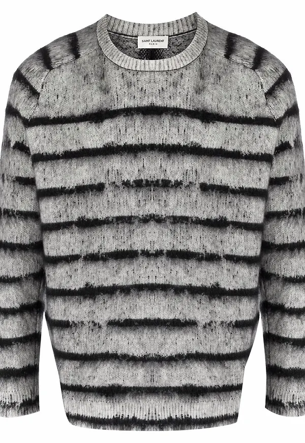 Saint Laurent långärmad stickad tröja - Grå