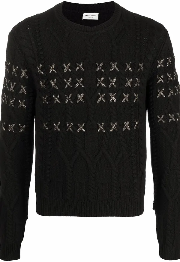 Saint Laurent långärmad stickad tröja - Svart