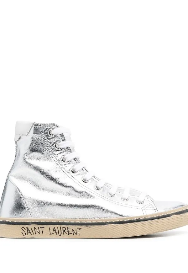 Saint Laurent Malibu höga sneakers - Silverfärgad