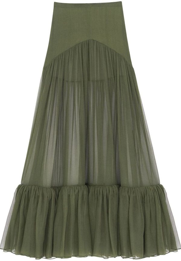 Saint Laurent maxikjol med hög midja - Grön