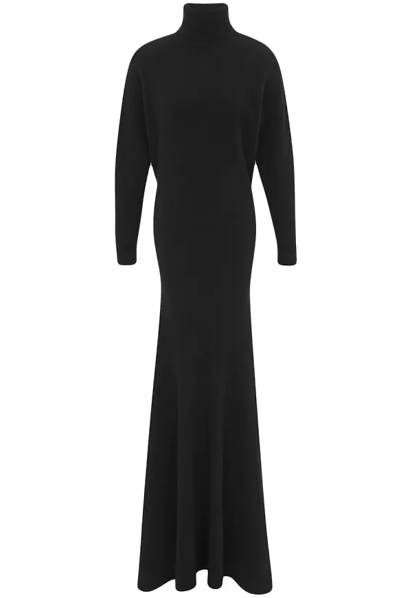 Saint Laurent maxiklänning med rullkrage - Svart