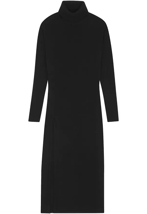 Saint Laurent midiklänning med rullkrage - Svart