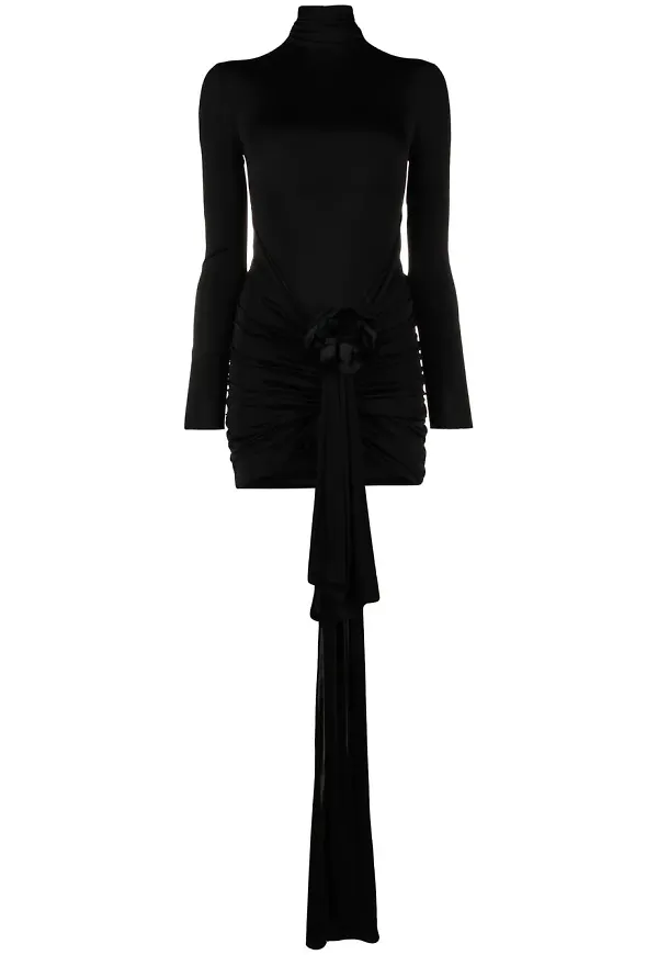 Saint Laurent miniklänning med rosapplikation - Svart