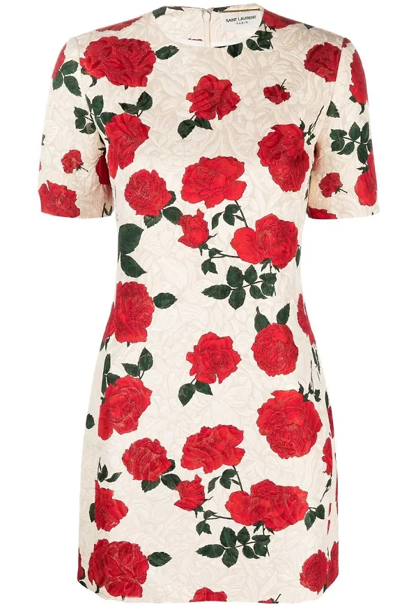 Saint Laurent miniklänning med rostryck - Neutral