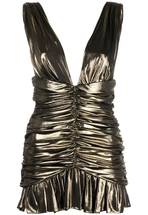 Saint Laurent miniklänning med rysch - Guldfärgad