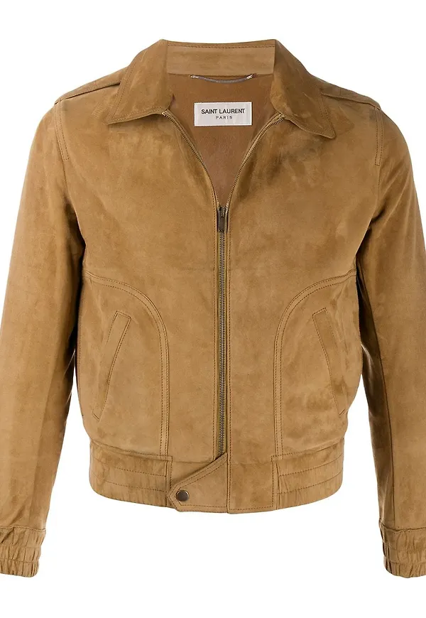 Saint Laurent mockajacka med dragkedja - Brun