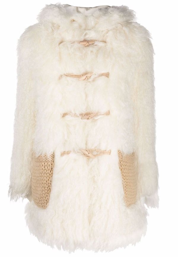 Saint Laurent Montgomery fårskinnskappa - Vit