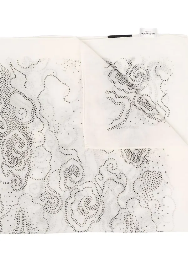 Saint Laurent mönstrad stickad sjal - Vit