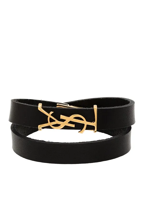 Saint Laurent omlottarmband med monogram - Svart