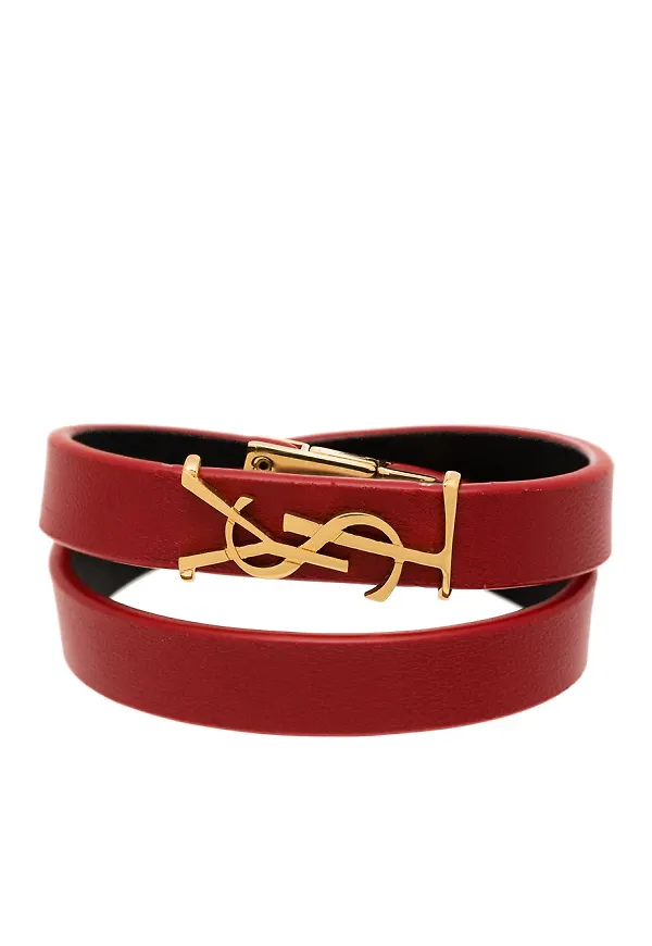 Saint Laurent omlottarmband med monogram - Svart