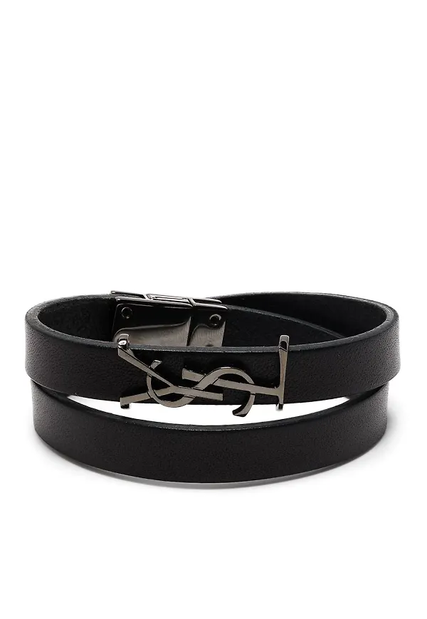 Saint Laurent Opyum armband med logotypplakett - Svart