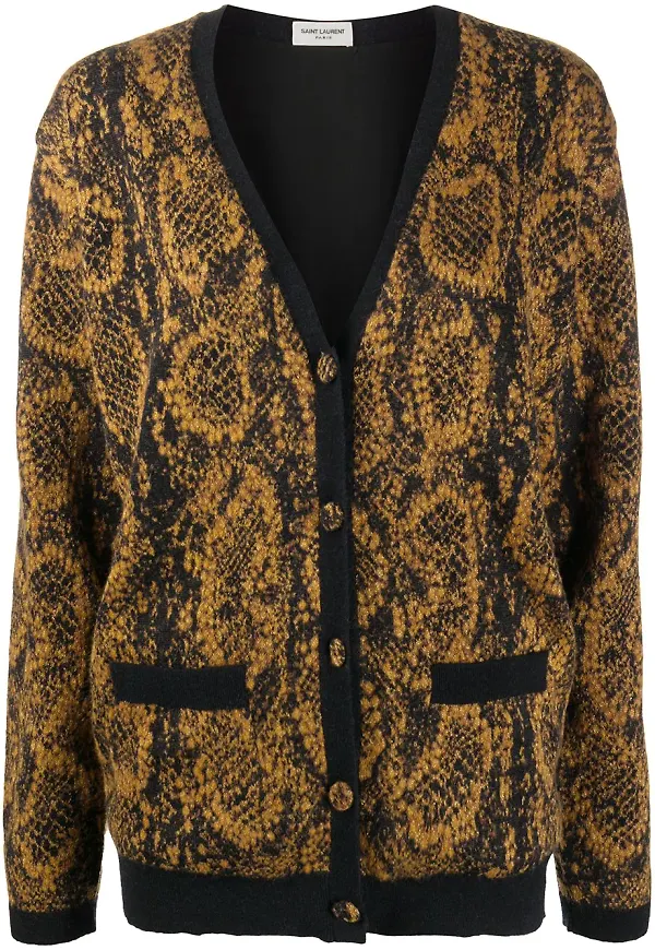 Saint Laurent ormskinnsmönstrad cardigan - Svart