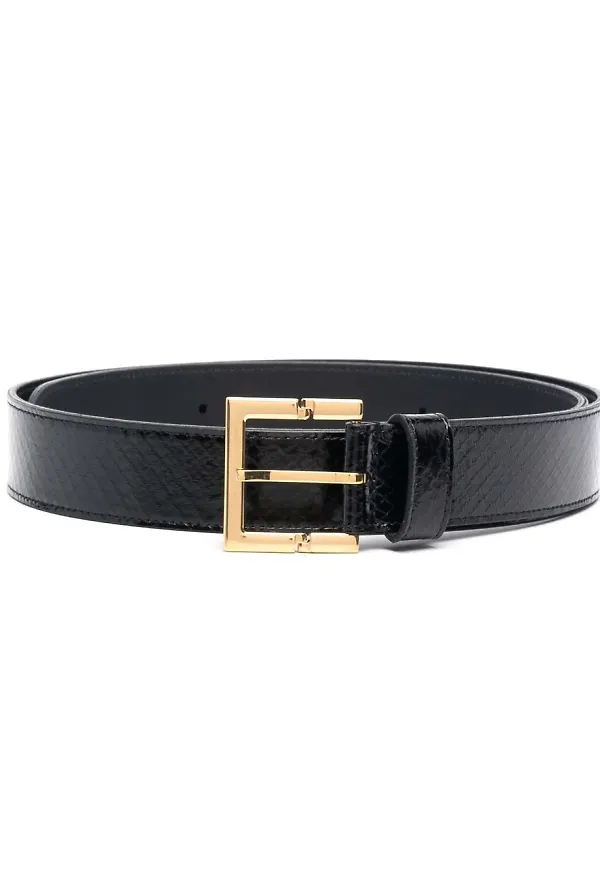 Saint Laurent ormskinnspräglat bälte - Svart