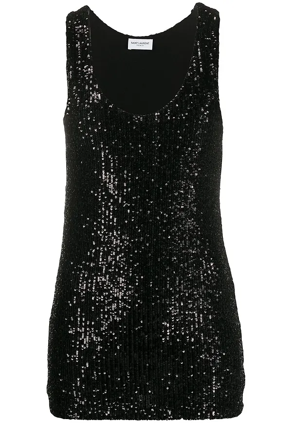 Saint Laurent paljettprytt linne - Svart