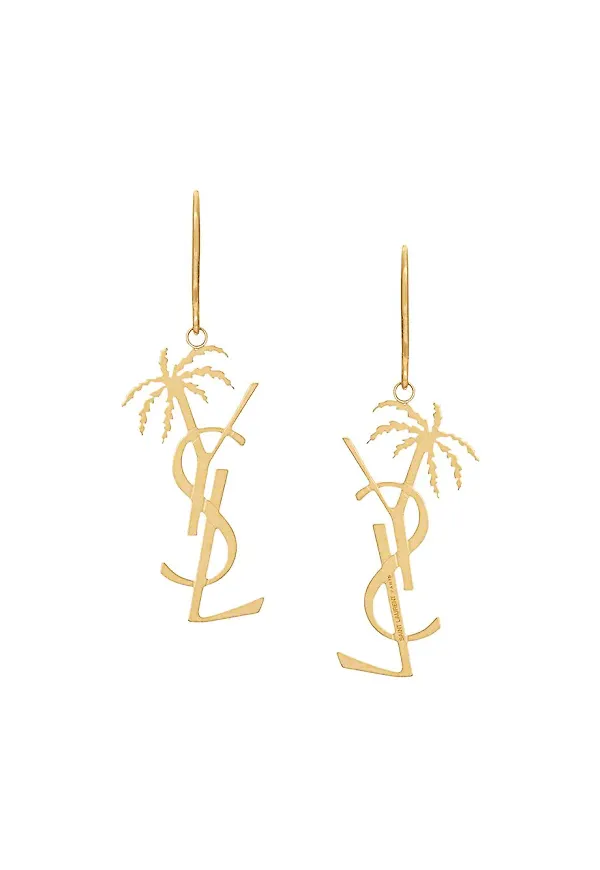 Saint Laurent palmörhängen med monogram - Guldfärgad
