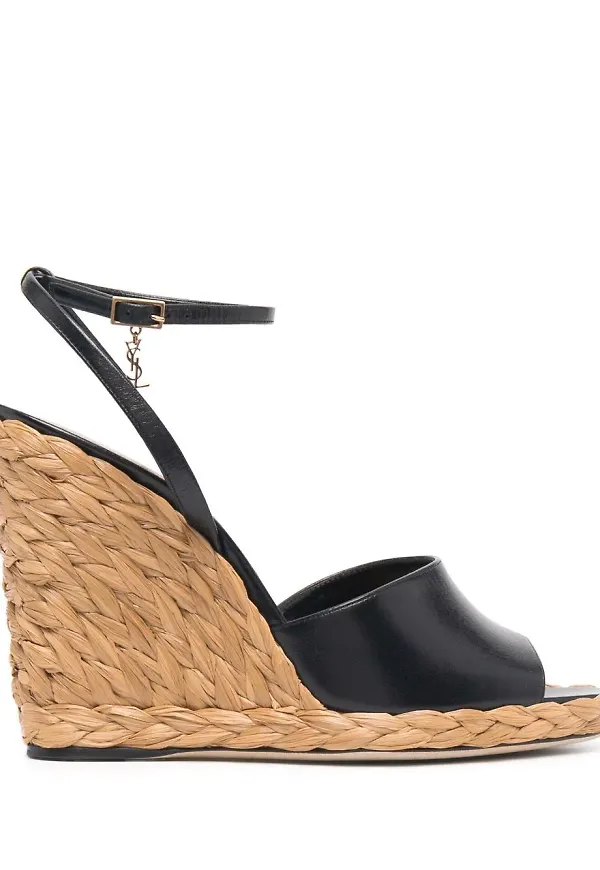Saint Laurent Paloma flätade kilklackssandaler - Svart