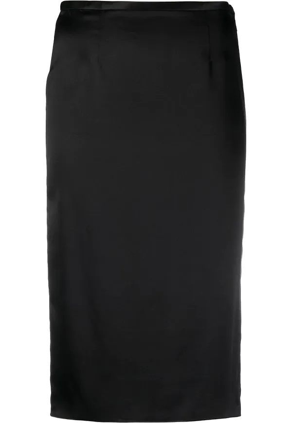 Saint Laurent pennkjol i satin - Svart