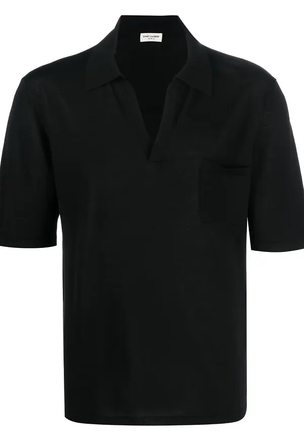 Saint Laurent pikétröja med spread-krage - Svart