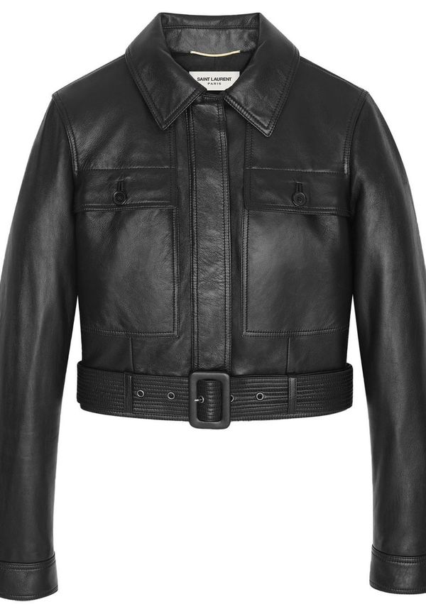 Saint Laurent pilotjacka i läder - Svart