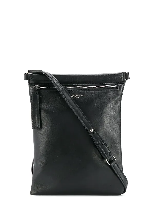Saint Laurent platt axelremsväska - Svart