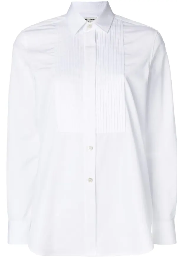 Saint Laurent pleated placket shirt - Vit