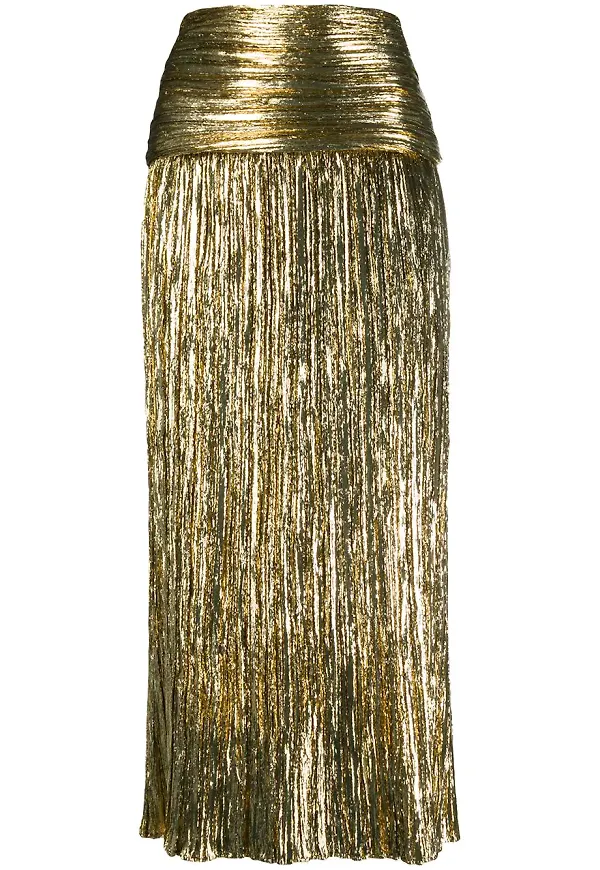 Saint Laurent plisserad kjol - Guldfärgad