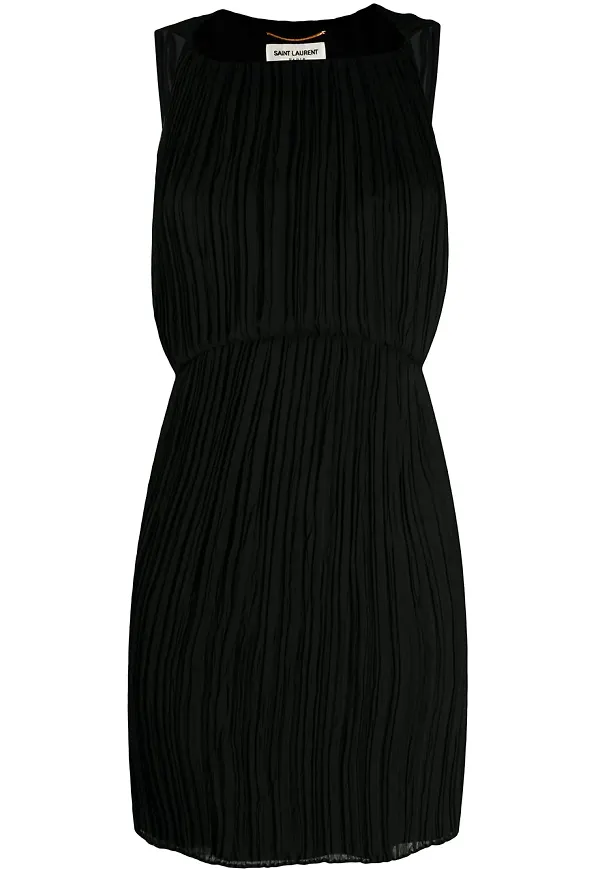 Saint Laurent plisserad miniklänning - Svart