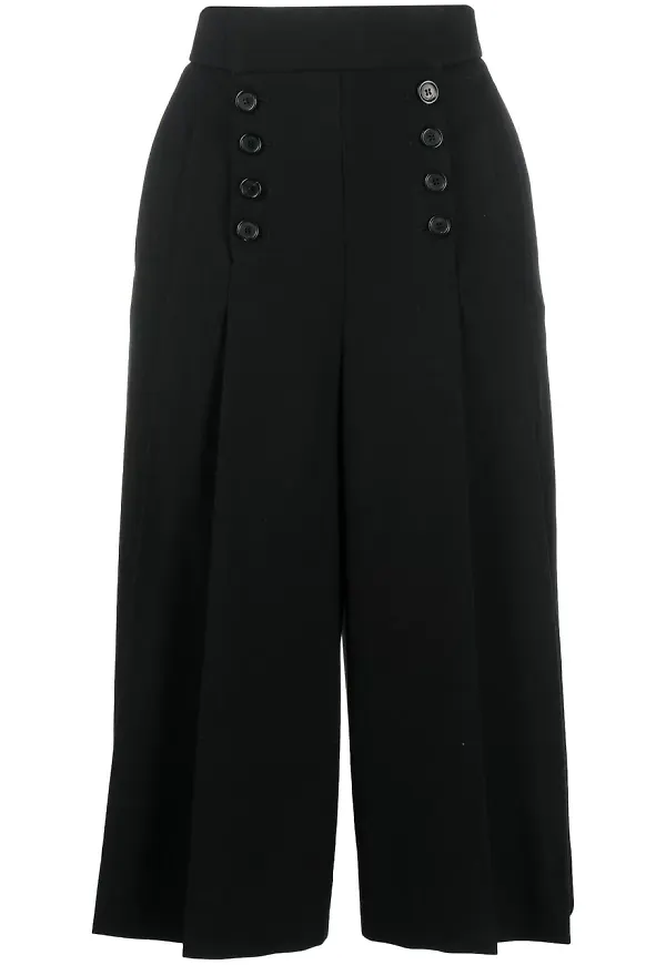 Saint Laurent plisserade trekvartsbyxor - Svart