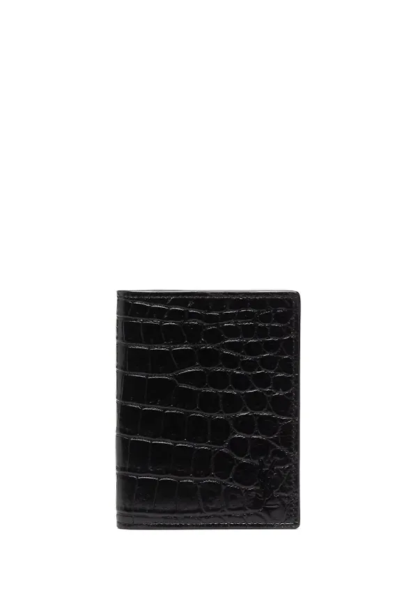 Saint Laurent plånbok med krokodileffekt - Svart